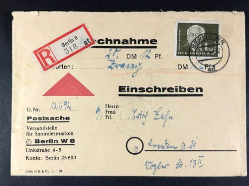 P) DDR Mi 253, 246 (4) MiF Berlin - Dresden, Einschreiben-Nachnahme