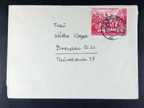 P) DDR Mi 287 EF Bedarfsbrief Bautzen - Dresden, portogerecht