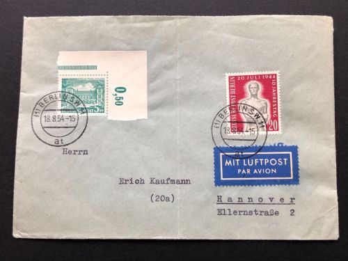 P) Berlin Mi 44 Eckrand OL, MiF Berlin-Hannover, Luftpost