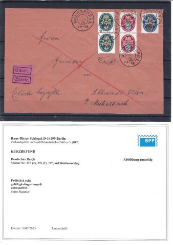 P) DR Mi 375-377 (375+376 je senk. Paar) einwandfrei, KB Schlegel BPP