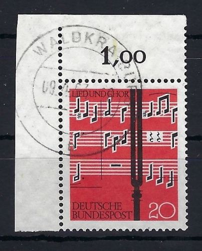 P) Bund Mi 380 ° Eckrand OL einwandfrei mit Vollstempel