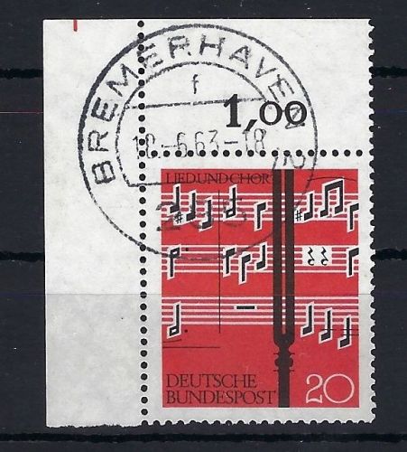 P) Bund Mi 380 ° Eckrand OL einwandfrei mit Vollstempel