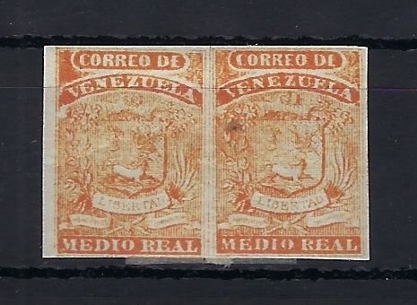 P) Venezuela Mi 1 I b * Paar, mit Gummi, ME 150€