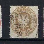 C) Lübeck Mi 9,12,14 je °, 9 + 12 Brettl BPP / Pfenninger, ME 440€