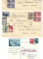 Litauen 1941, 6 Belege/Ganzsachen, teils CCCP Frankatur