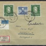 Bund Mi 149 (2), 150 R-Brief Ortsbrief Frankfurt a. Main, portoger.