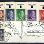 Generalgouvernement, 6 Hitler Werte mit Oberrand auf Postkarte