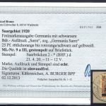 C) Saargebiet Mi 9 a III Luxus Briefstück, Befund Braun BPP, ME 420€