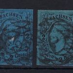 A) Sachsen Mi 10a + c ° vollrandig, gepr. Rismondo BPP ME 85€
