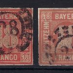 A) Bayern Mi 13 a/b ° , jede Marke gep. Schmitt BPP, ME 830€
