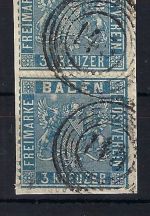 A) Baden Mi 10 a ° senk. Paar, Briefstück, gep. Flemming BPP, ME 300€
