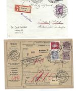 A) DR Partie Belege/Paketkarten/Schmuckblatt