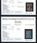 A) Neuseeland Mi 15b°, 19a°, Befund Prüfstelle Basel, ME 275€