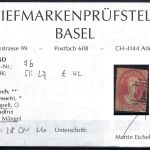A) Tasmanien Mi 6 b ° Befund Prüfstelle Basel, Mängel, ME 1.100€