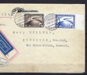 C) DR Zeppelin Mi 423-424 Randstücke, MiF Friedrichshafen n. New York