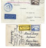 C) DR 2 Zeppelin Belege, einmal Beförderung verzögert wegen Abbruch