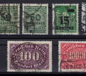 C) DR 1922-1923, gest. Partie mit Farben und PF´s, alles gep., ME 305€