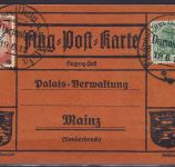 C) DR Flugpost 1912 Gelber Hund, Mi IV auf Flugpostkarte, ME 280€