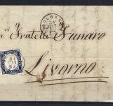 A) Italien Mi 10 Faltbrief befördert von Bologna nach Livorno 1862