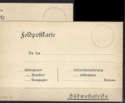 A) DSWA 2 ungebr. Feldpostkarten Südwestafrika, 1x Königreich Bayern