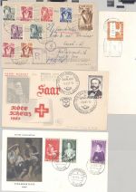 Saarland, gestempelter Posten auf 3 Steckkarten und 4 Belegen