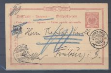 Deutsche Post Türkei, gelaufene Antwortkarte aus Port Said - Ägypten