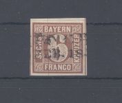 Bayern Michel Nummer 4 I, 6 Kreuzer Freimarke 1849 gestempelt, geprüft