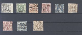 Thurn & Taxis Michel Nummer 26-34, 3. Ausgabe (*)-**-gestempelt