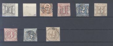 Thurn & Taxis Michel Nummer 26-34, 3. Ausgabe (*)-**-gestempelt
