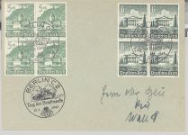 Dt. Reich, 5 Briefe mit Viererblock Frankatur WHW 1940 mit SST