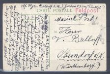 Dt. Schiffspost, gelaufene AK 1918 mit S.M.S. Greher