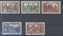 Saarland Michel Nummer 299-303, Volkshilfe 1950 gestempelt