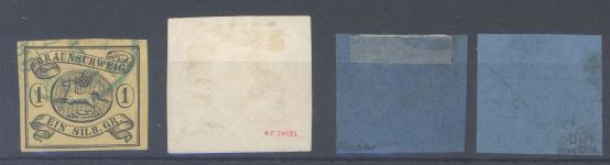 Braunschweig Michel Nummer 6 und 7 a-b aus 1853 gestempelt, geprüft