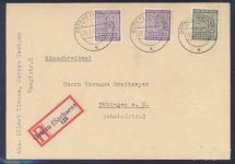 SBZ, R - Brief mit Michel Nummer 135 Xa, 30 Pfg. Freimarke MiF, geprüft BPP