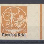 Dt. Reich Michel Nummer 136 U, 5 Mark 1920 ungezähnt ** geprüft BPP