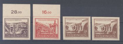 SBZ, 4 ** Werte aus Mi.Nr. 112-15yy, Freimarken 1946 **, geprüft BPP