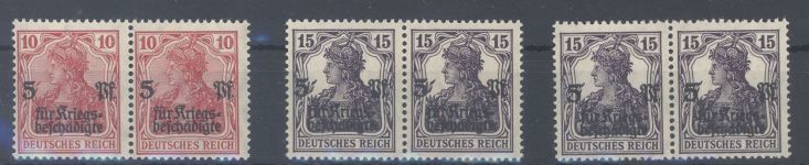 Dt. Reich Michel Nummer 105-06, Freimarken 1919 ** Paare, geprüft
