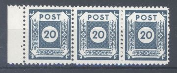 SBZ Michel Nr. 48 D II a, 20 Pfg. 1945 ** Dreierstreifen, geprüft BPP