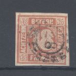 Bayern Michel Nummer 13b, 18 Kreuzer 1862 gestempelt, geprüft