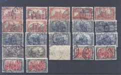 Dt. Reich, gestempelter Posten aus 1900-02 auf 5 Steckkarten