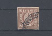 Bayern Michel Nummer 4 I, 6 Kreuzer 1849 gestempelt, geprüft