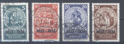 Dt. Reich Michel Nr. 508-11 aus Nothilfeblock 2 gestempelt, meist gp. BPP