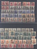 Saargebiet Sarre Ausgaben, gestempelter Posten auf 5 Steckkarten