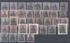 Saargebiet Sarre Ausgaben, gestempelter Posten auf 5 Steckkarten