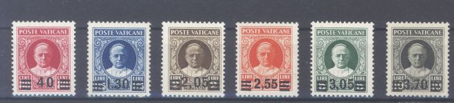 Vatikan Michel Nummer 39-44, Provisoriensatz 1934 **, signiert