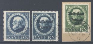 Bayern, 3 bessere Volksstaatausgaben als Posten, geprüft Infla