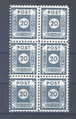 SBZ Michel Nummer 48 D I, 20 Pfg. 1945 ** Sechserblock, geprüft