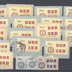 DDR Dienst Laufkontrollzettel, gestempelter Posten auf 3 Steckkarten