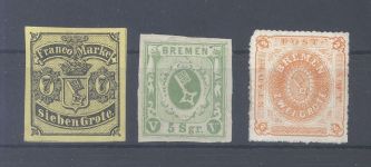 Bremen Michel Nummer 3, 4 und 5 ungebraucht als Posten