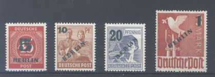 Berlin Michel Nummer 64-67 Grünaufdruck 1949 **, geprüft BPP